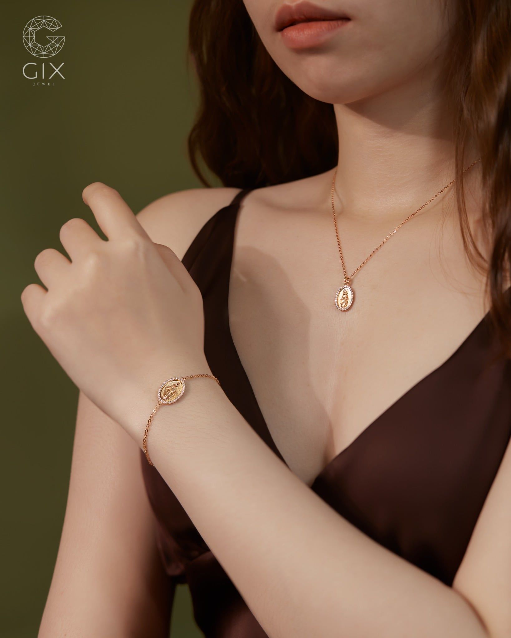  Mặt dây chuyền Đức Mẹ Maria vàng tây & bạc s925 đẹp cho nam nữ| Gixjewel 