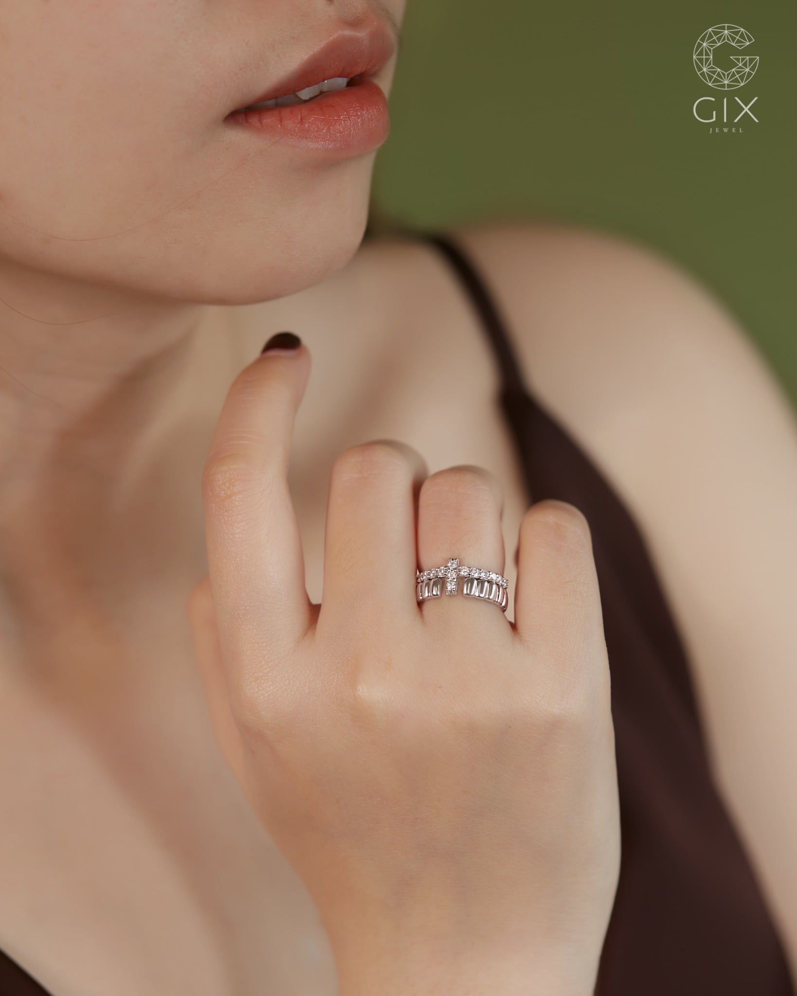  Set nhẫn thánh giá vàng tây & bạc đẹp đính đá cao cấp | Gix Jewel 