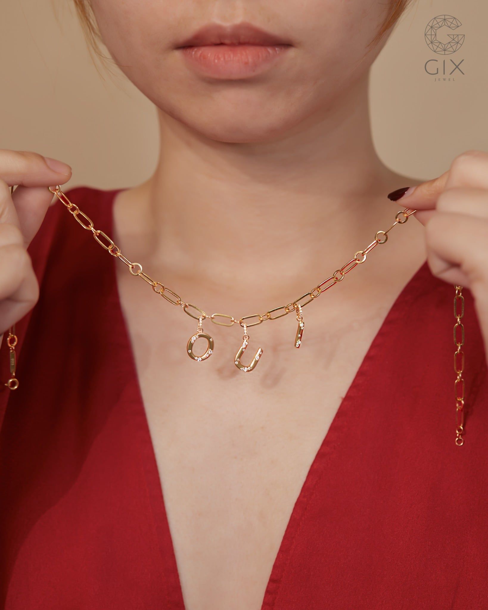  Vòng cổ mắc xích lớn gắn chữ cái theo tên cho nam nữ | Gix Jewel 