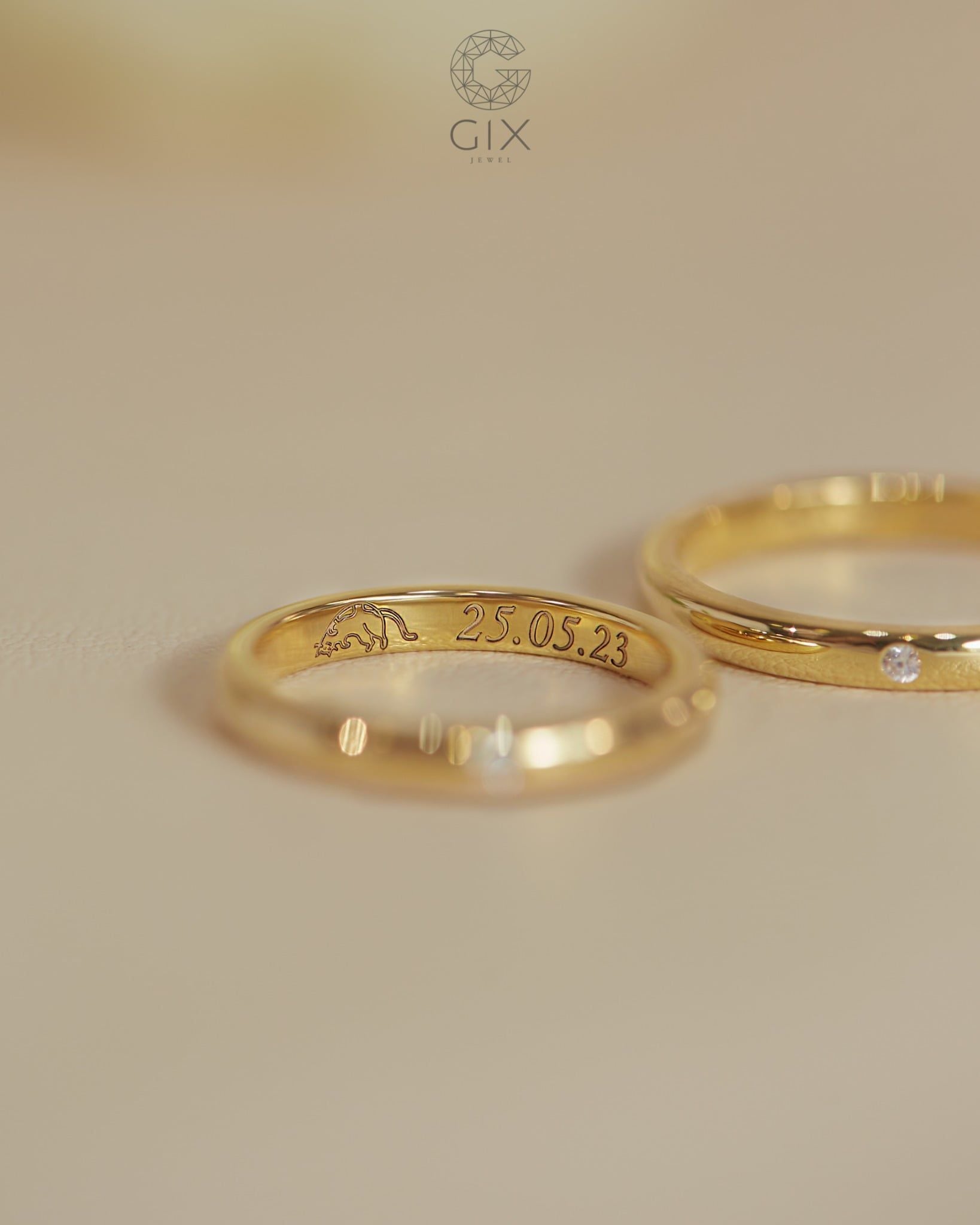  Nhẫn cưới cặp bạc khắc tên theo yêu cầu - GCR25050191 | Gix Jewel 