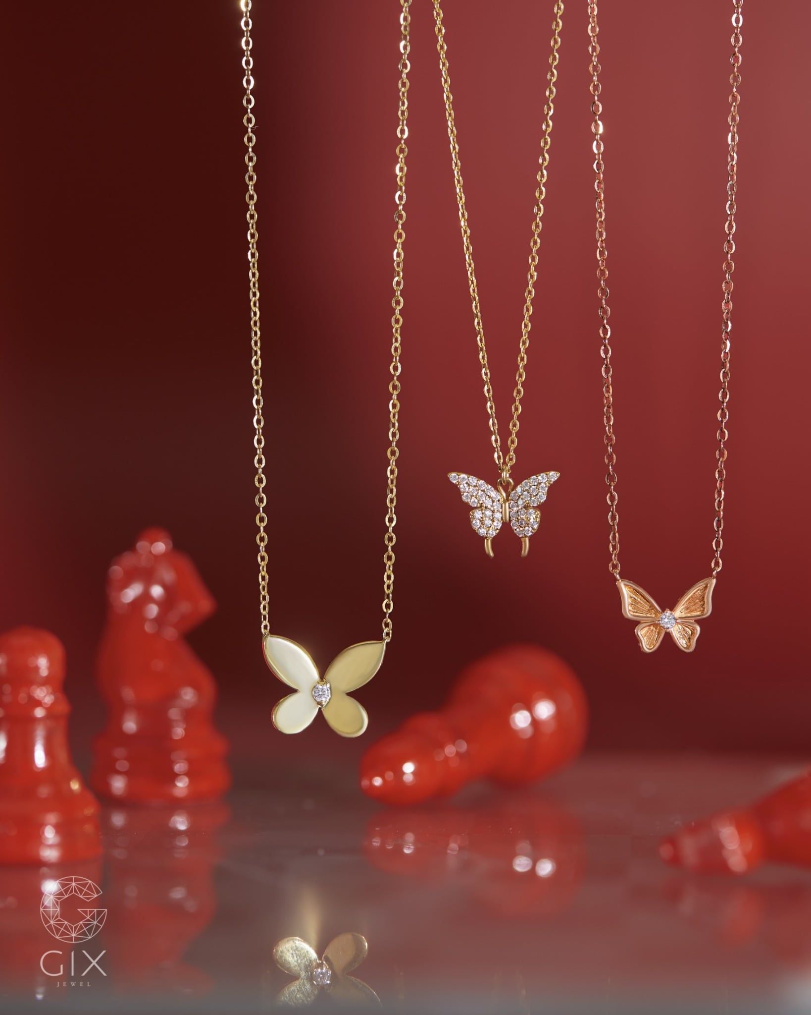  Dây chuyền bướm vàng tây 18k sợi mảnh đẹp | Gix Jewel 