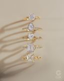  Nhẫn cầu hôn nữ vàng 18k dáng Halo đính kim cương Pear | Gixjewel 