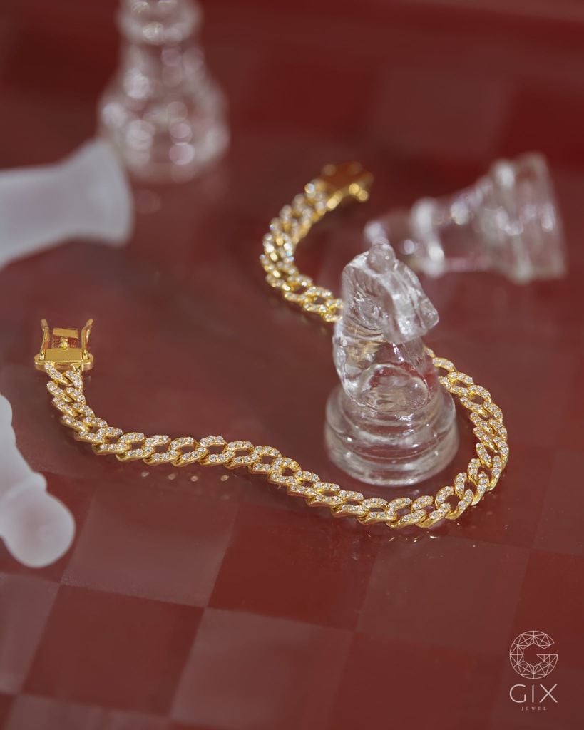  Lắc tay khoen lật vàng tây đính đá sang trọng cho nam nữ | Gix Jewel 