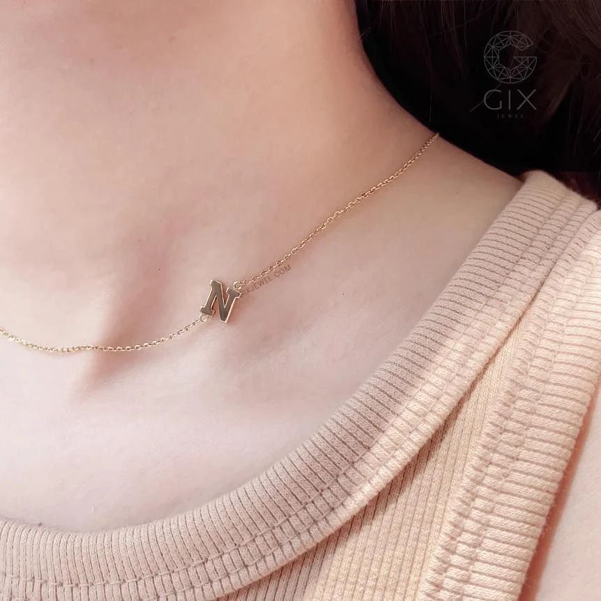  [CÓ SẴN] Dây chuyền vàng 14k chữ trơn | Gix Jewel 