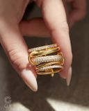  Nhẫn nữ vàng 18k & bạc đẹp xếp chồng nhiều lớp - Harmory Band | Gix Jewel 