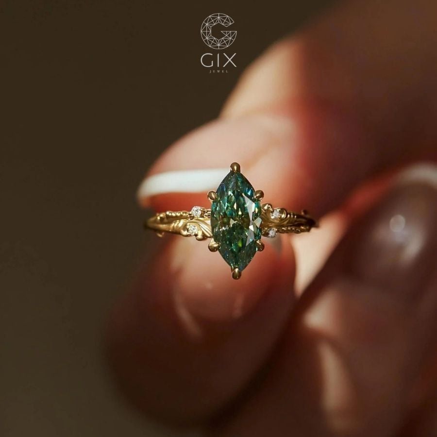  Nhẫn nữ vàng đính đá marquise xanh - GNN25050181 | Gix Jewel 