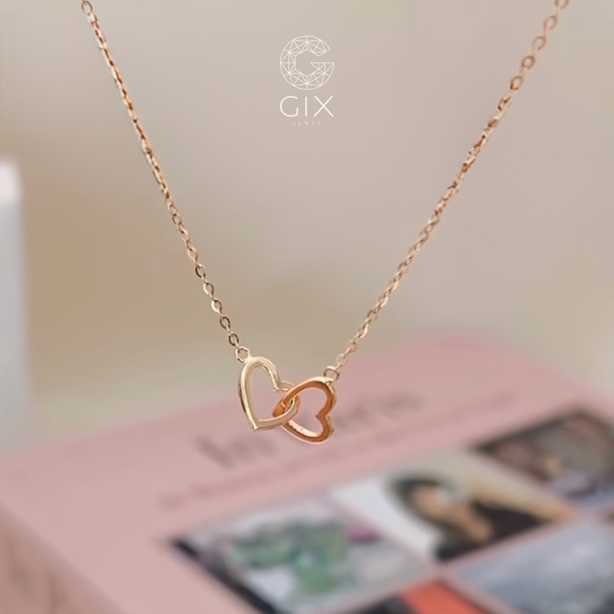  Dây chuyền vàng 18k nữ hình trái tim kiểu mới sợi nhuyễn thiết kế thời trang Gix 