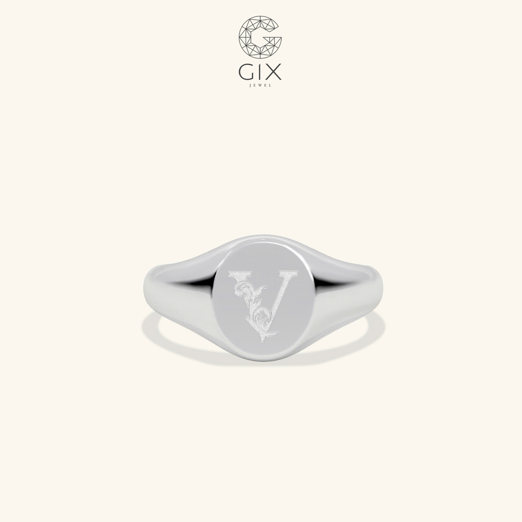  Nhẫn signet nam nữ khắc chữ theo yêu cầu - GNN25050167 | Gix Jewel 
