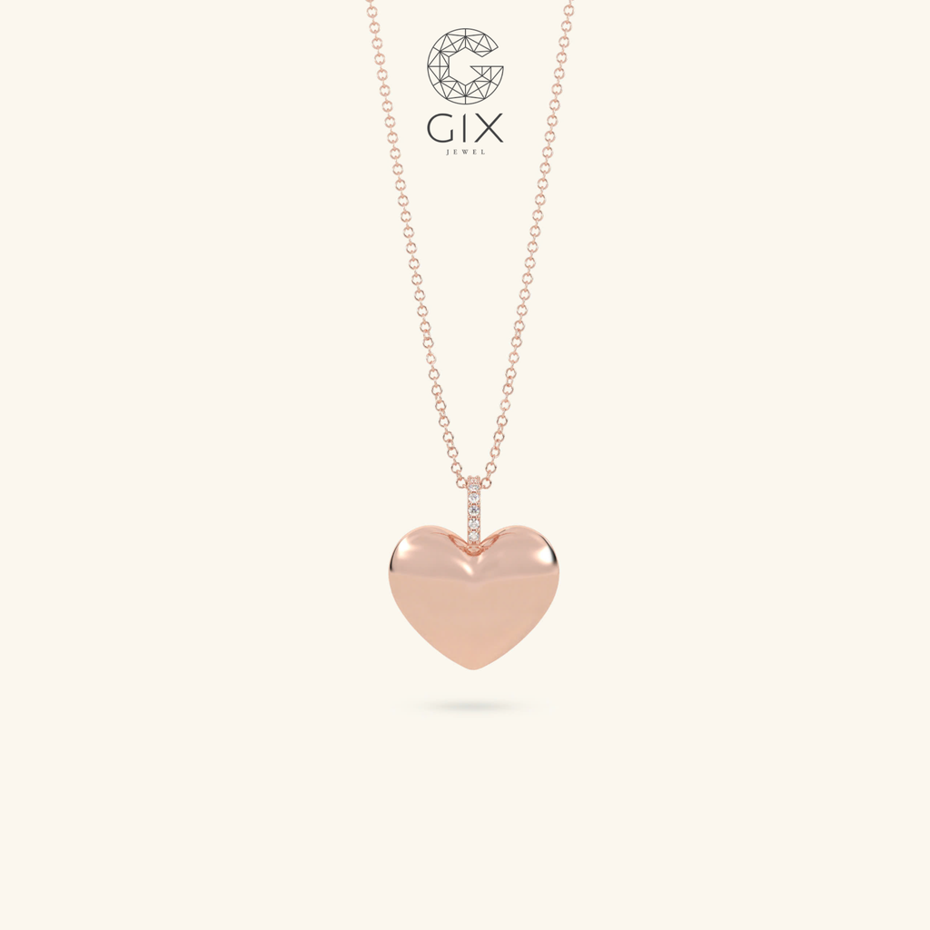  Vòng cổ trái tim phồng khắc theo yêu cầu - GNL25050304 | Gix Jewel 