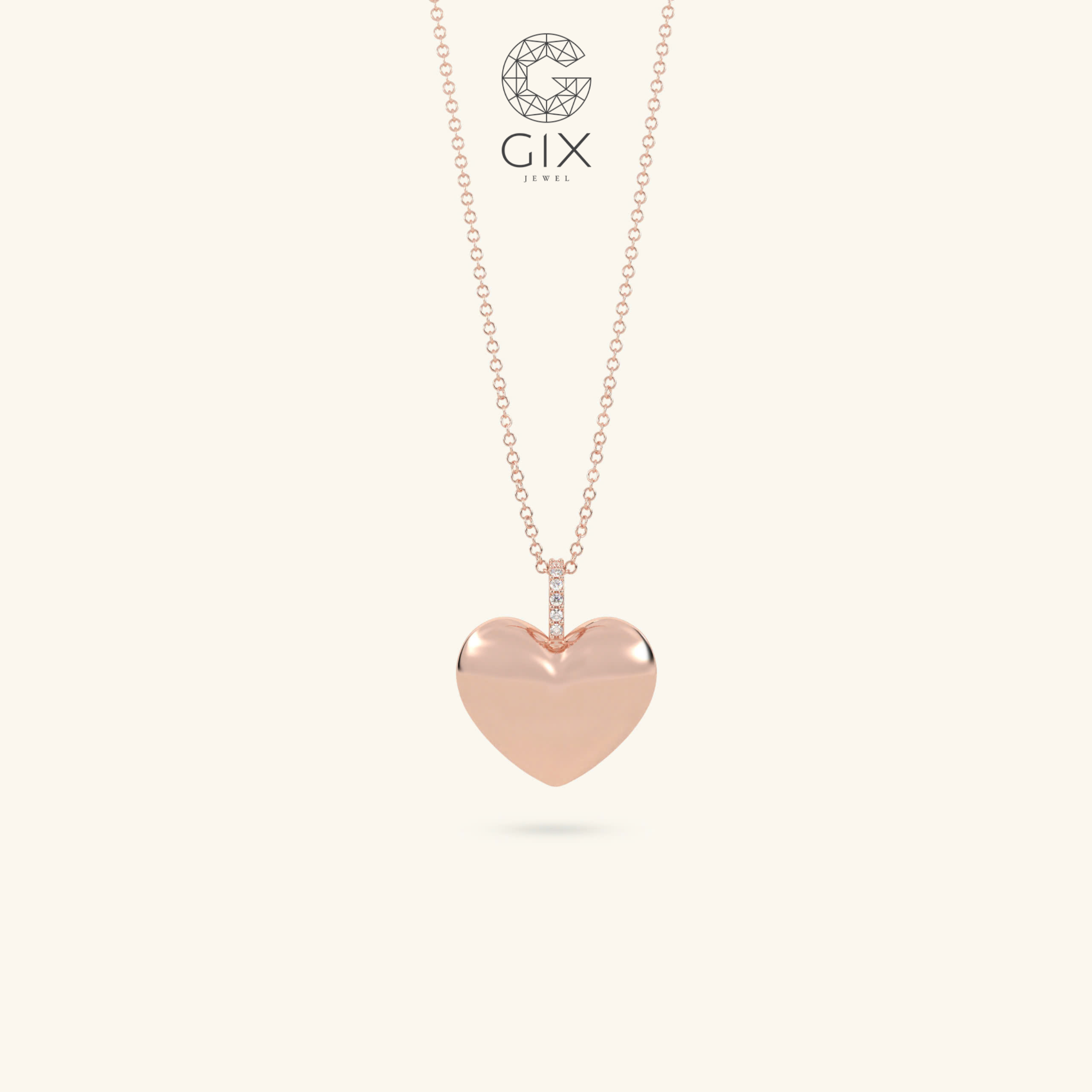  Vòng cổ trái tim phồng khắc theo yêu cầu - GNL25050304 | Gix Jewel 