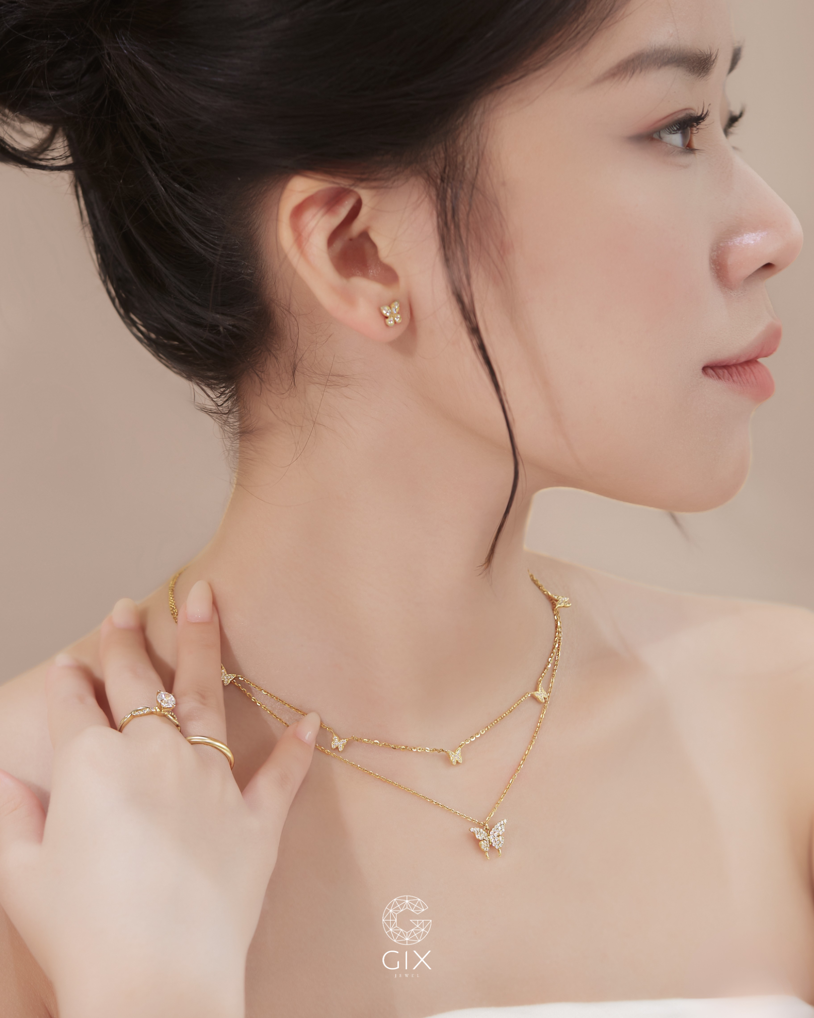 Dây chuyền bướm vàng tây & bạc mạ vàng 18k đẹp - Misty Wing | Gixjewel 