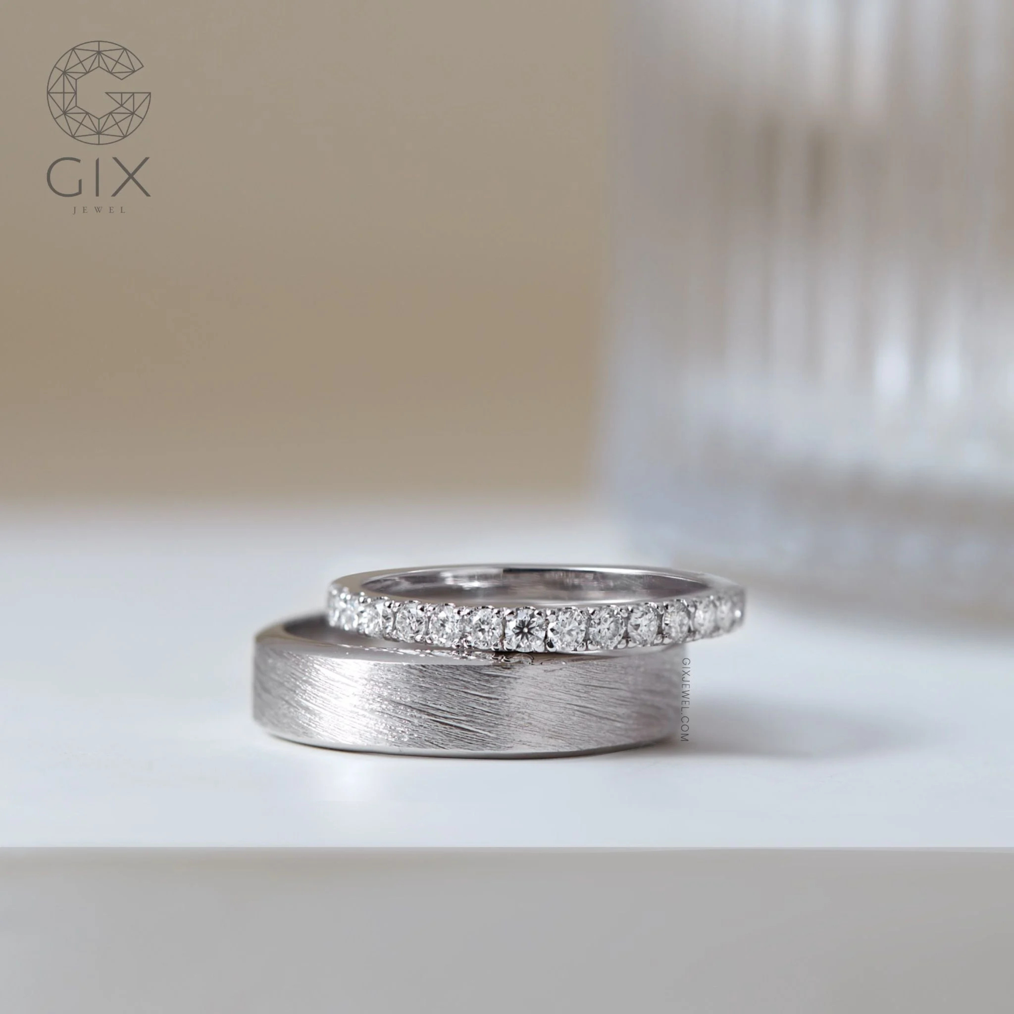  Nhẫn Cưới Kim Cương Vàng 10K Luxury Đính Full Hạt Gix Jewelry -GCR25050124 