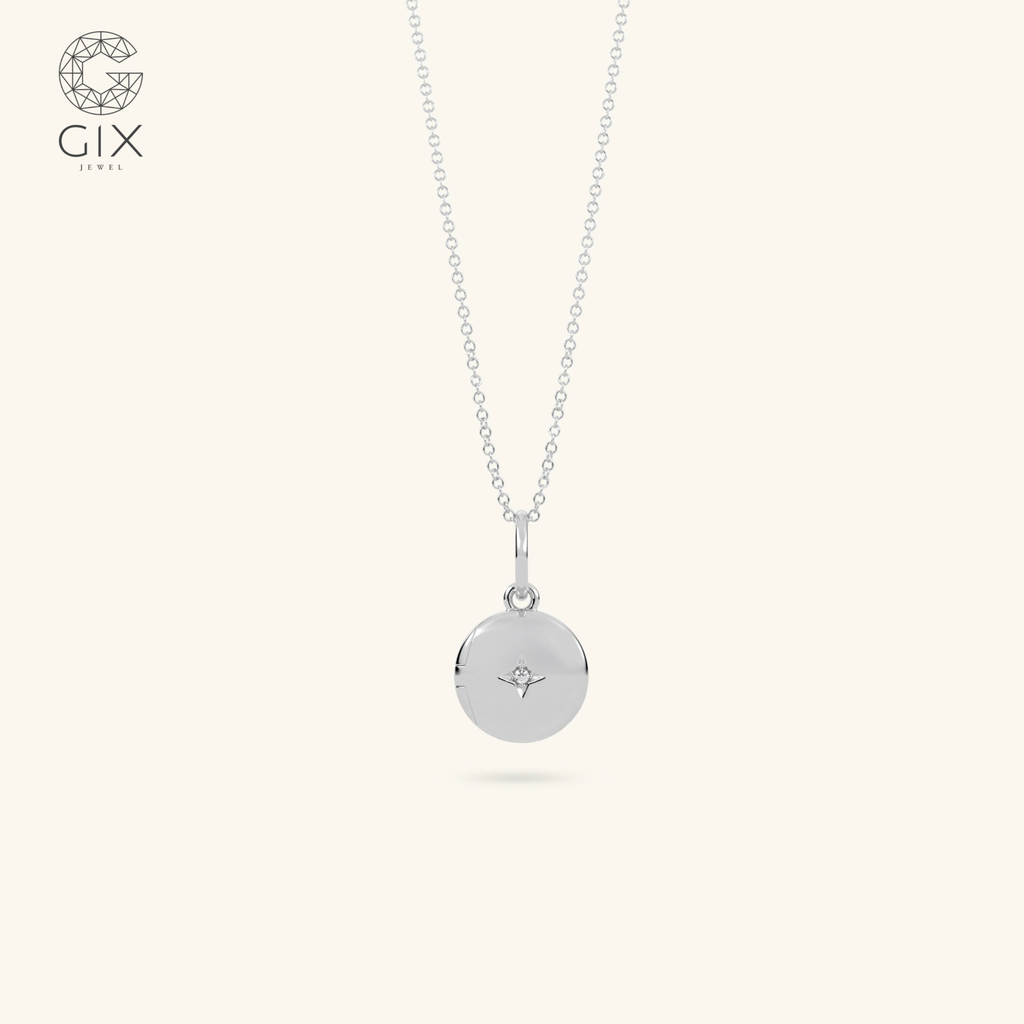  Dây chuyền locket lồng ảnh mặt tròn đính đá | Gix Jewel 