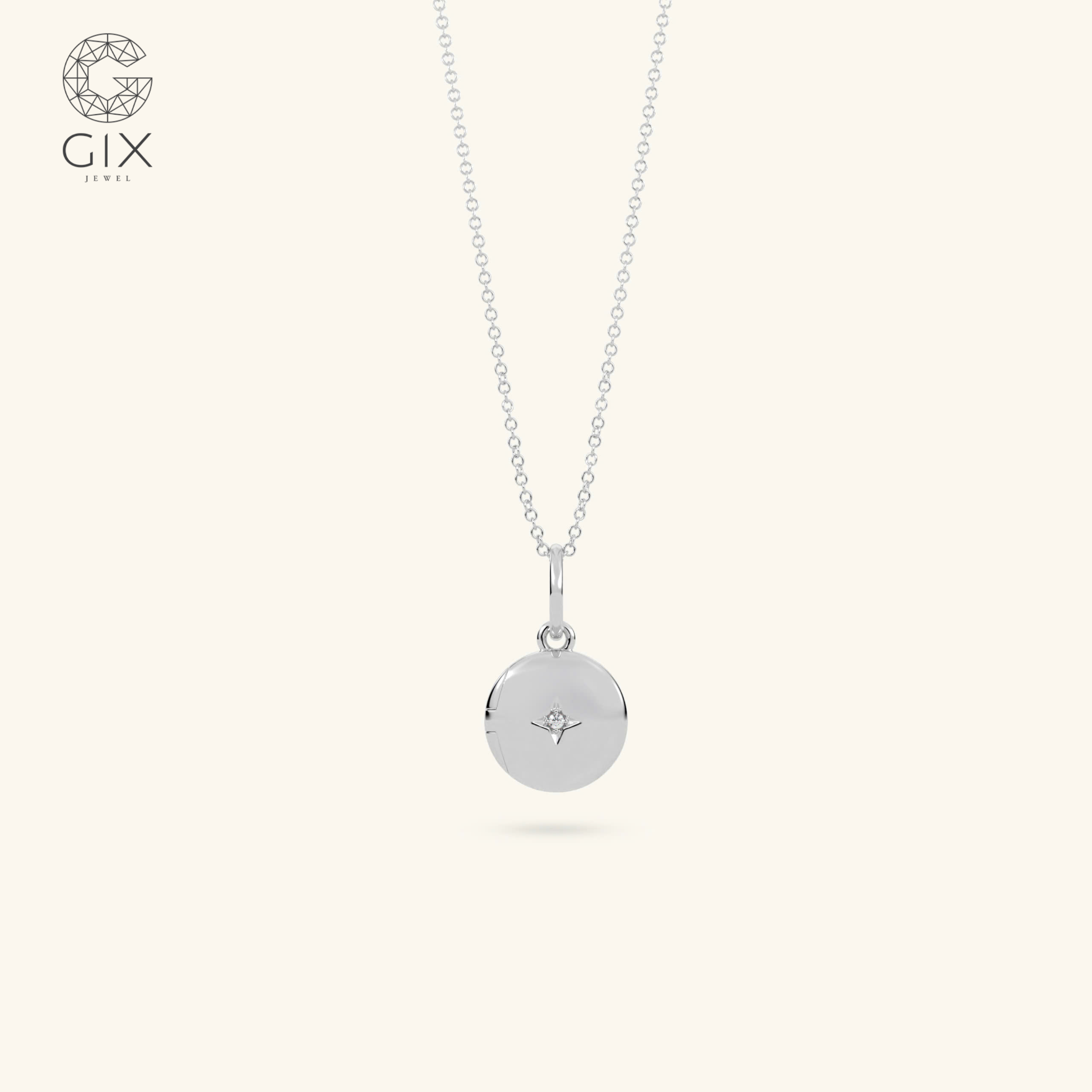  Dây chuyền locket lồng ảnh mặt tròn đính đá | Gix Jewel 