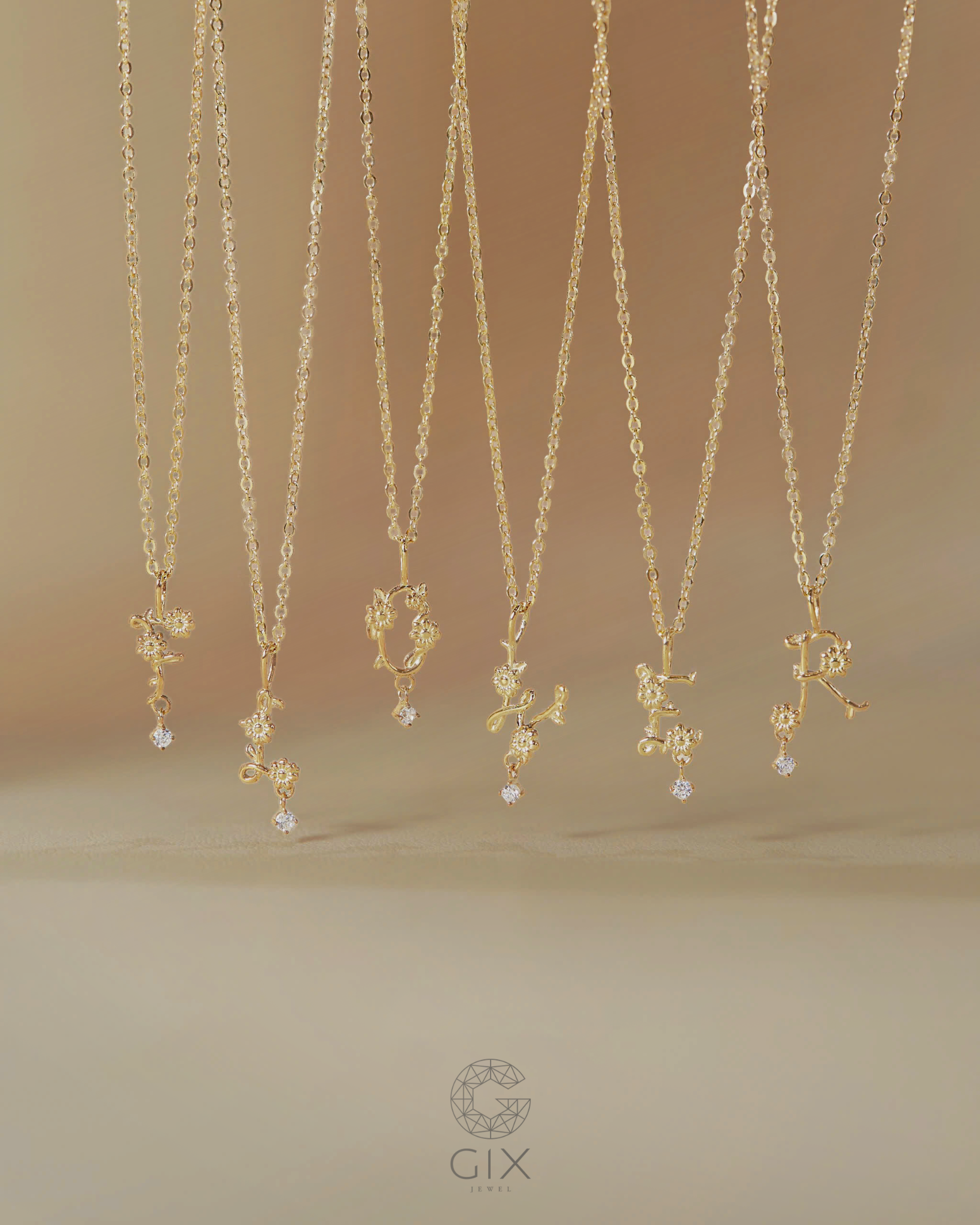  Dây chuyền chữ có hoa bạc 925 & vàng tây sợi mảnh - Name In Bloom | Gix Jewel 