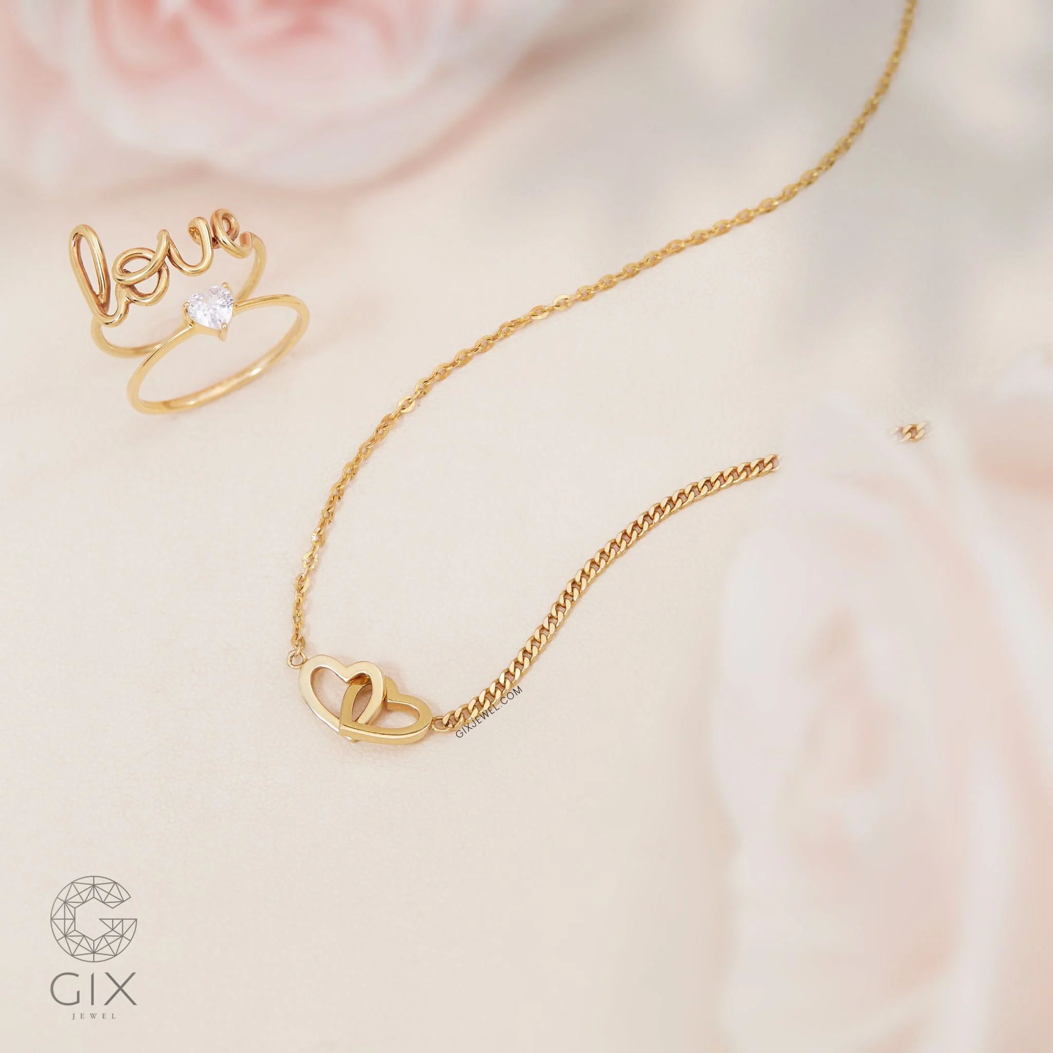  [CÓ SẴN] Dây chuyền trái tim lồng vàng vàng 14k | Gix Jewel 