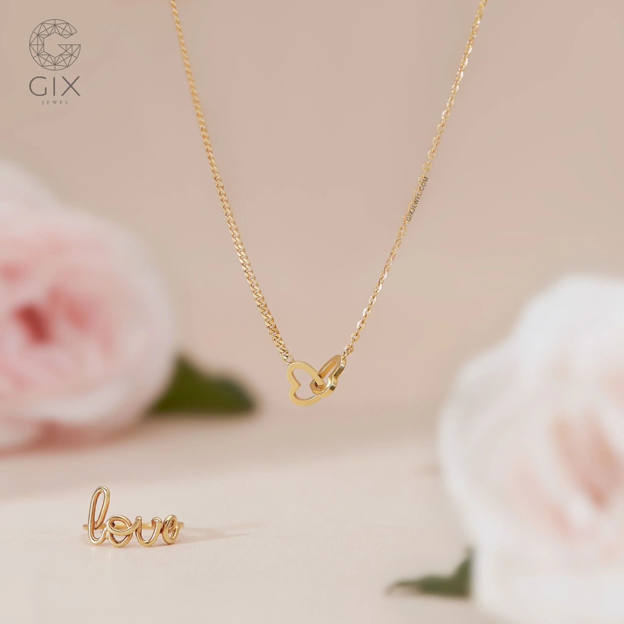  [CÓ SẴN] Dây chuyền trái tim lồng vàng vàng 14k | Gix Jewel 