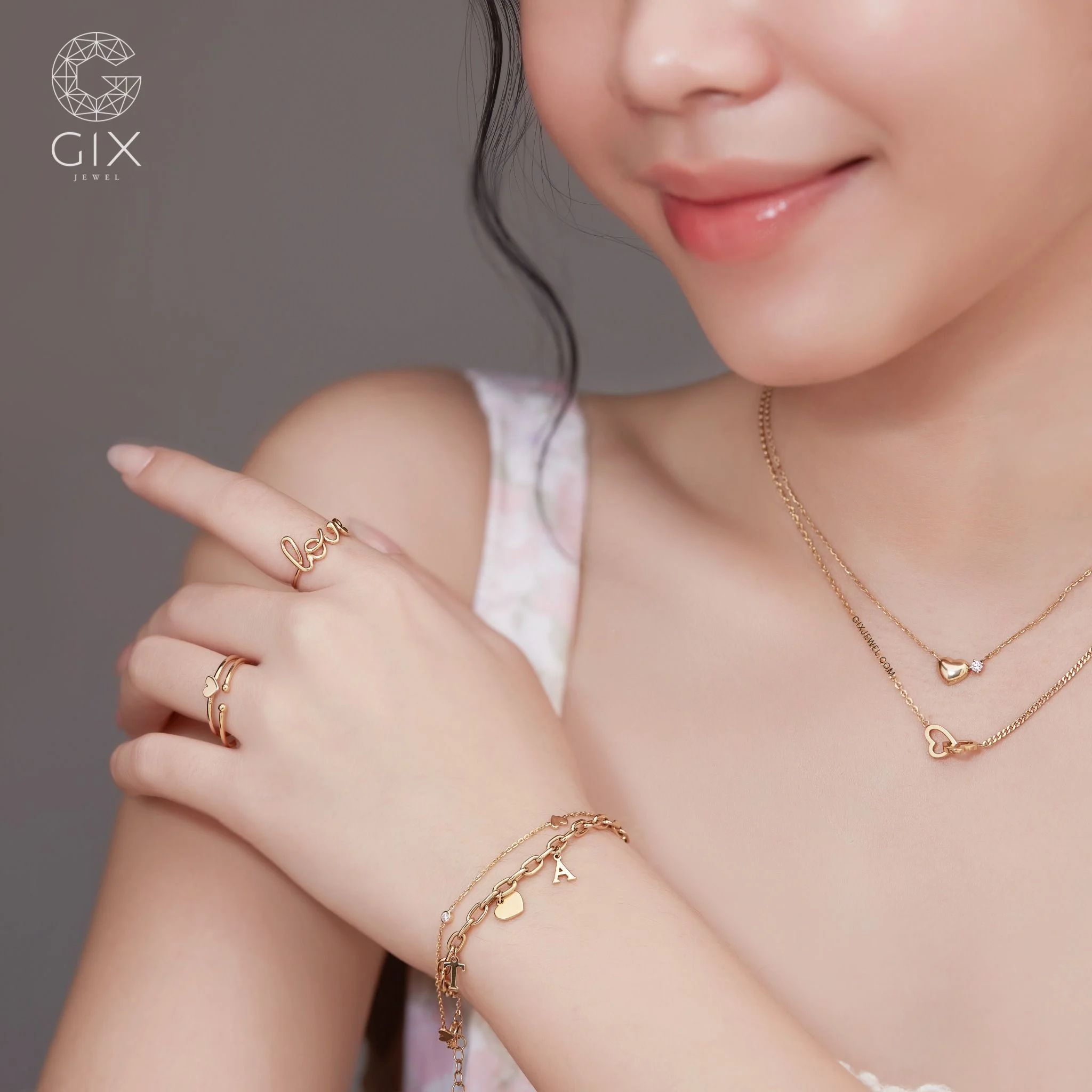  [CÓ SẴN] Dây chuyền trái tim lồng vàng vàng 14k | Gix Jewel 