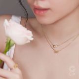  [CÓ SẴN] Dây chuyền tim phồng kim cương tấm vàng vàng 14k | Gix Jewel 