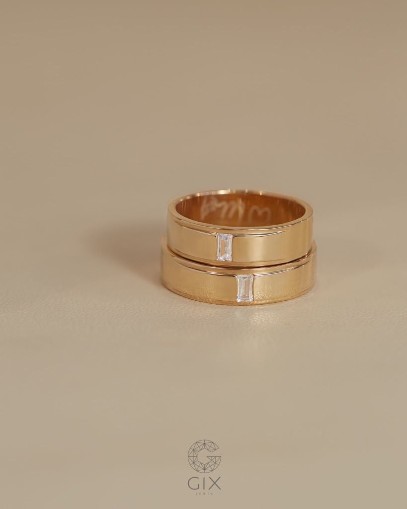  Nhẫn cưới vàng 14k bản vuông khắc theo yêu cầu - GCR25050192 | Gix Jewel 