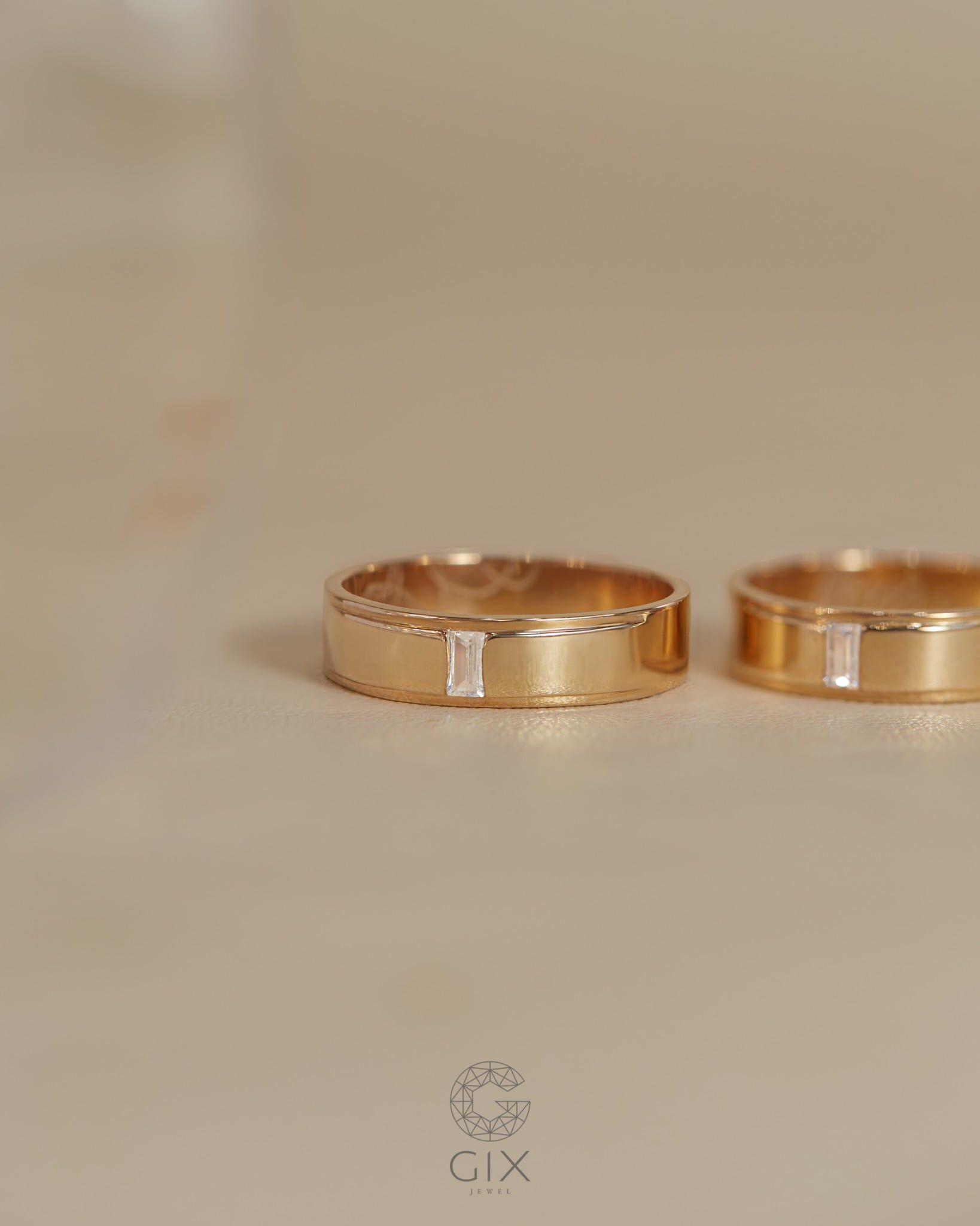 Nhẫn cưới vàng 14k bản vuông khắc theo yêu cầu - GCR25050192 | Gix Jewel 