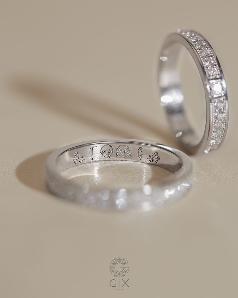  Nhẫn cưới vàng 14k thiết kế đính tấm full vòng - GCR25050206 | Gix Jewel 