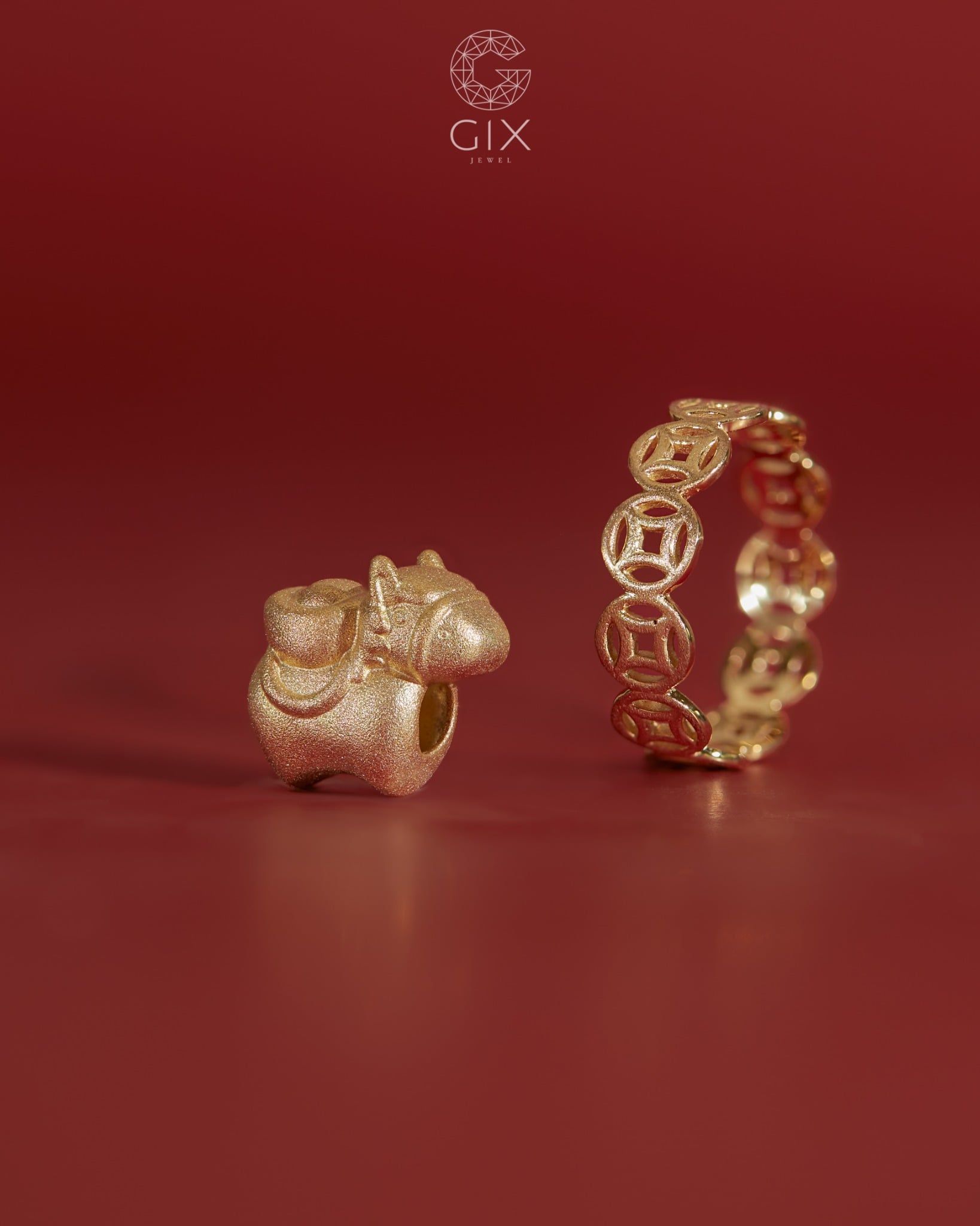  Mặt dây ngựa Tài Mã bạc & vàng 18k | Gix Jewel 