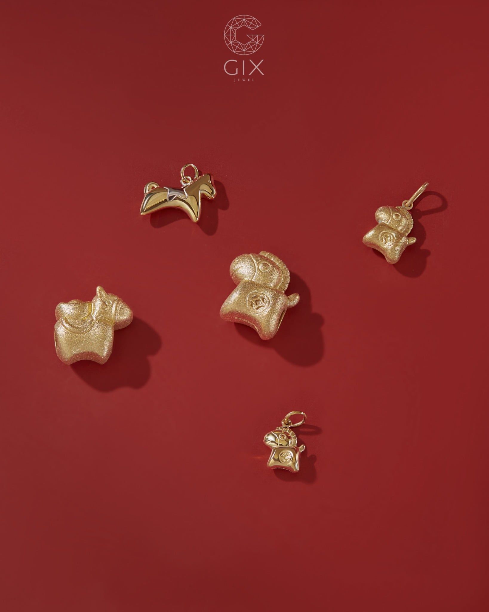  Mặt dây ngựa Kim Mã size 8mm | Gix Jewel 