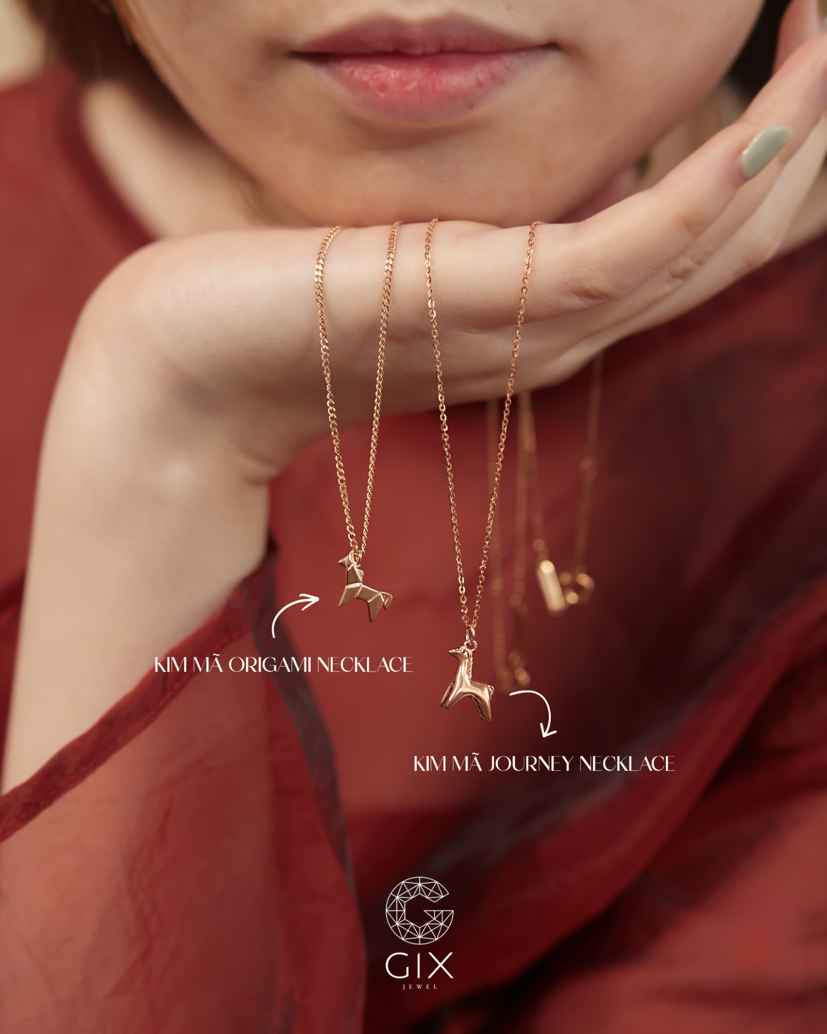  Dây chuyền ngựa Orgami bạc 925 & vàng tây sợi mảnh đẹp | Gix Jewel 