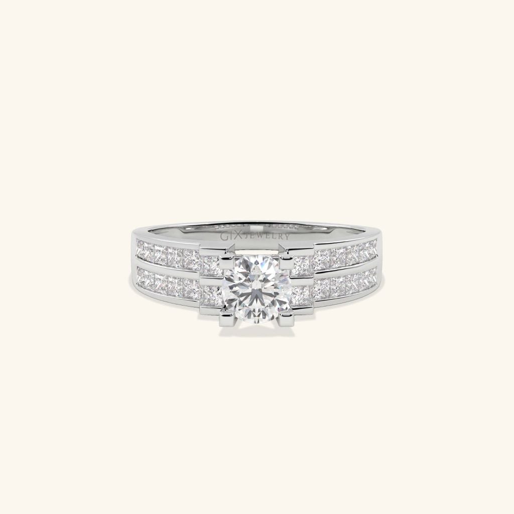 Nhẫn nữ chấu cao đính đá tấm - GNN25050194 | Gix Jewel