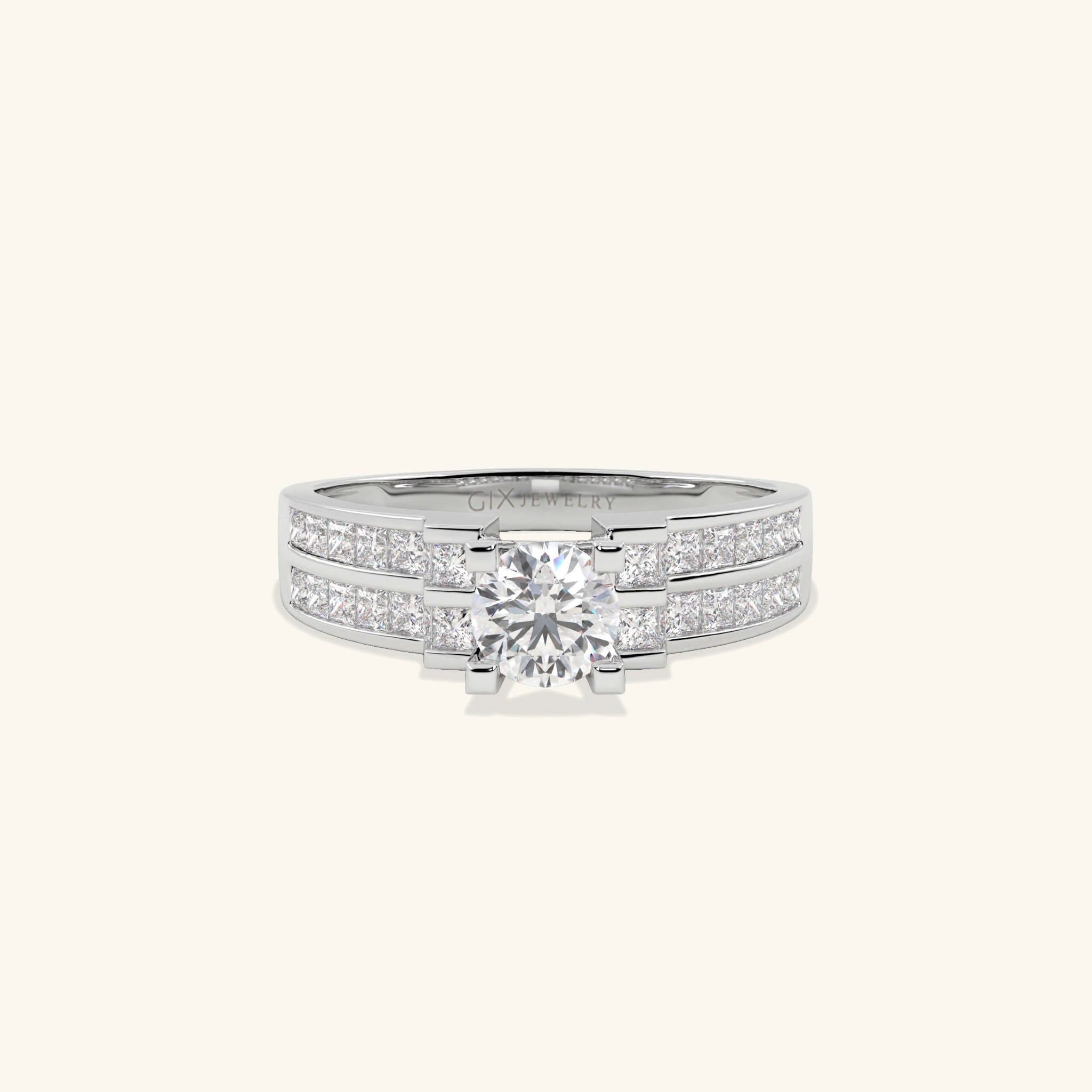  Nhẫn nữ chấu cao đính đá tấm - GNN25050194 | Gix Jewel 