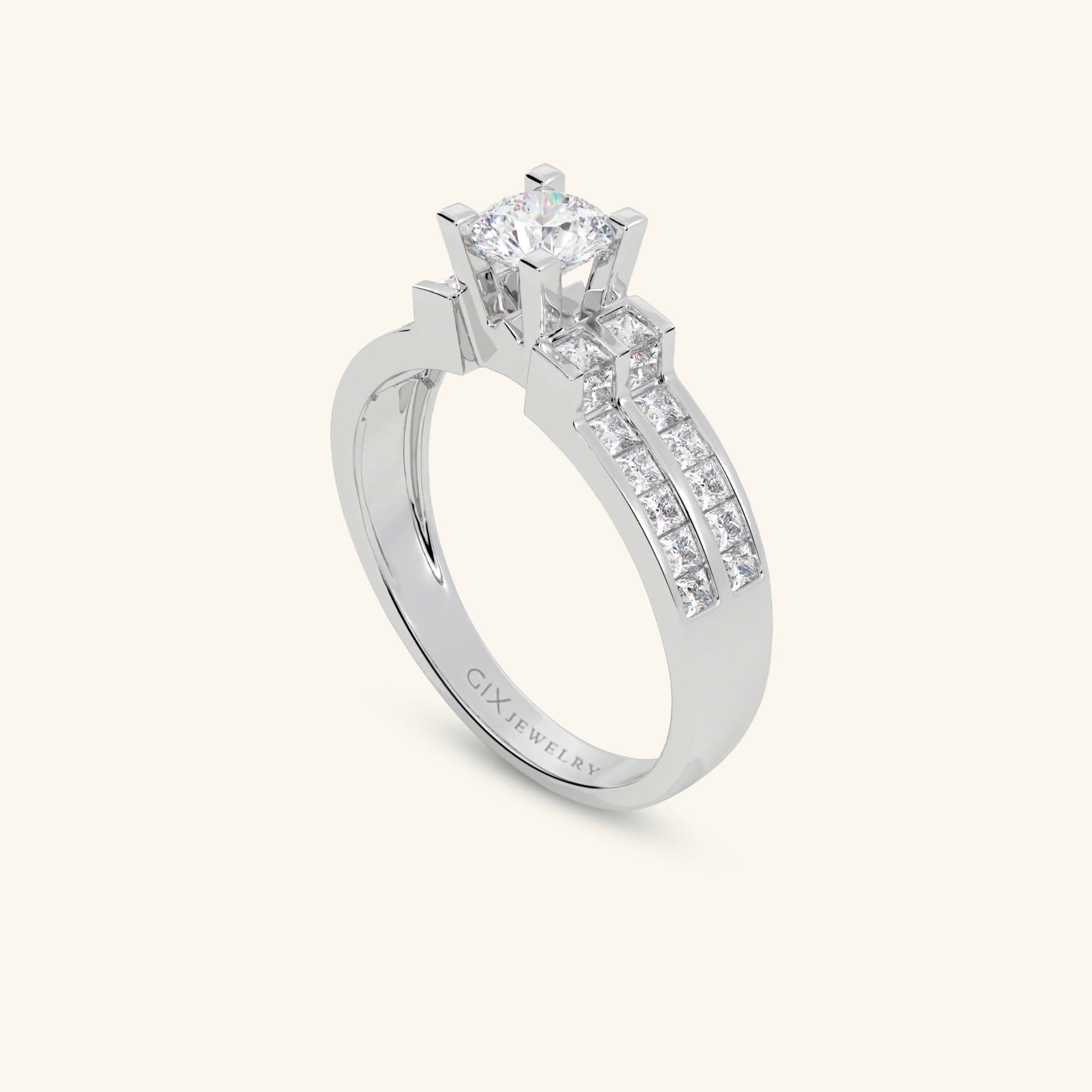  Nhẫn nữ chấu cao đính đá tấm - GNN25050194 | Gix Jewel 