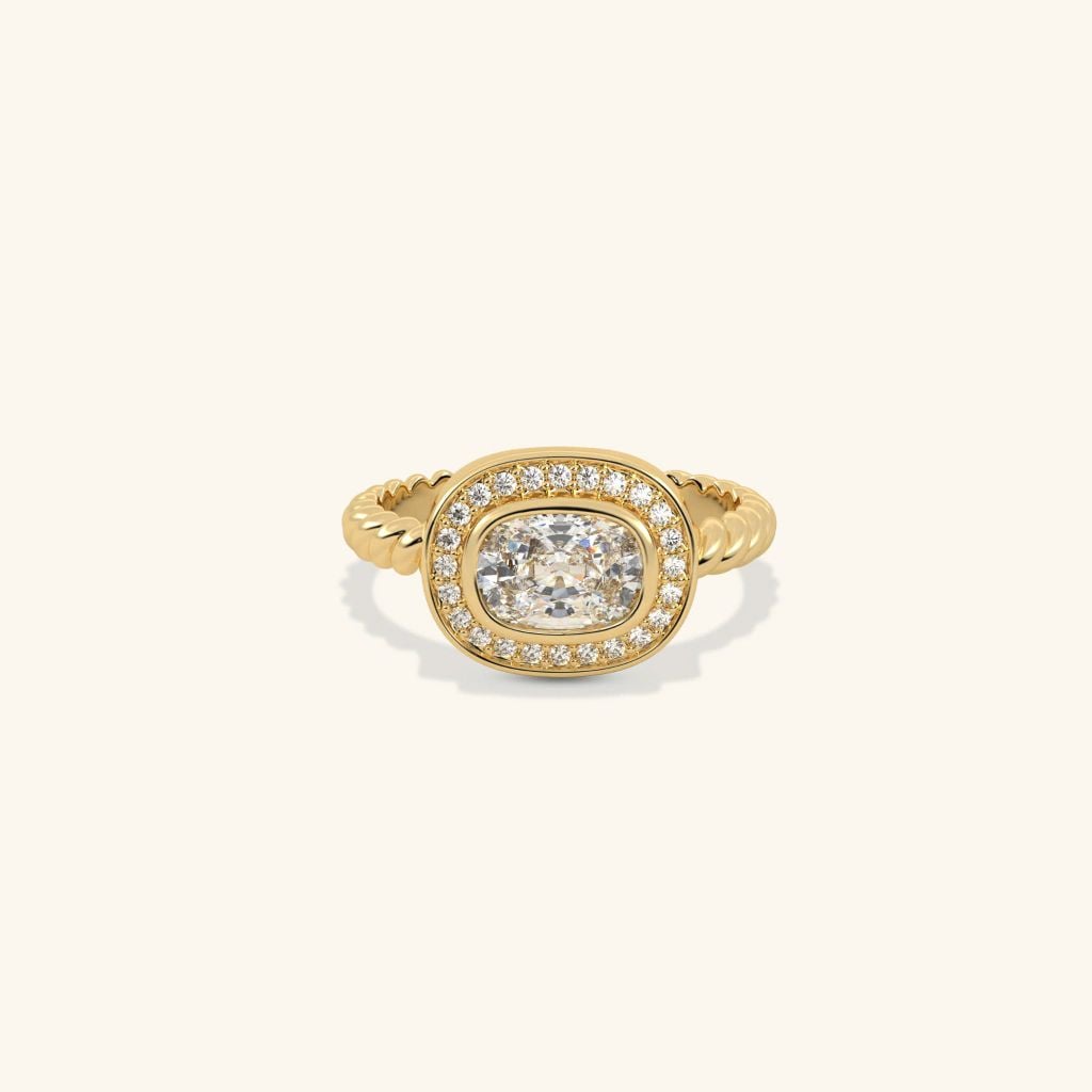 Nhẫn nữ viền đá oval đai xoắn - GNN25050193 | Gix Jewel