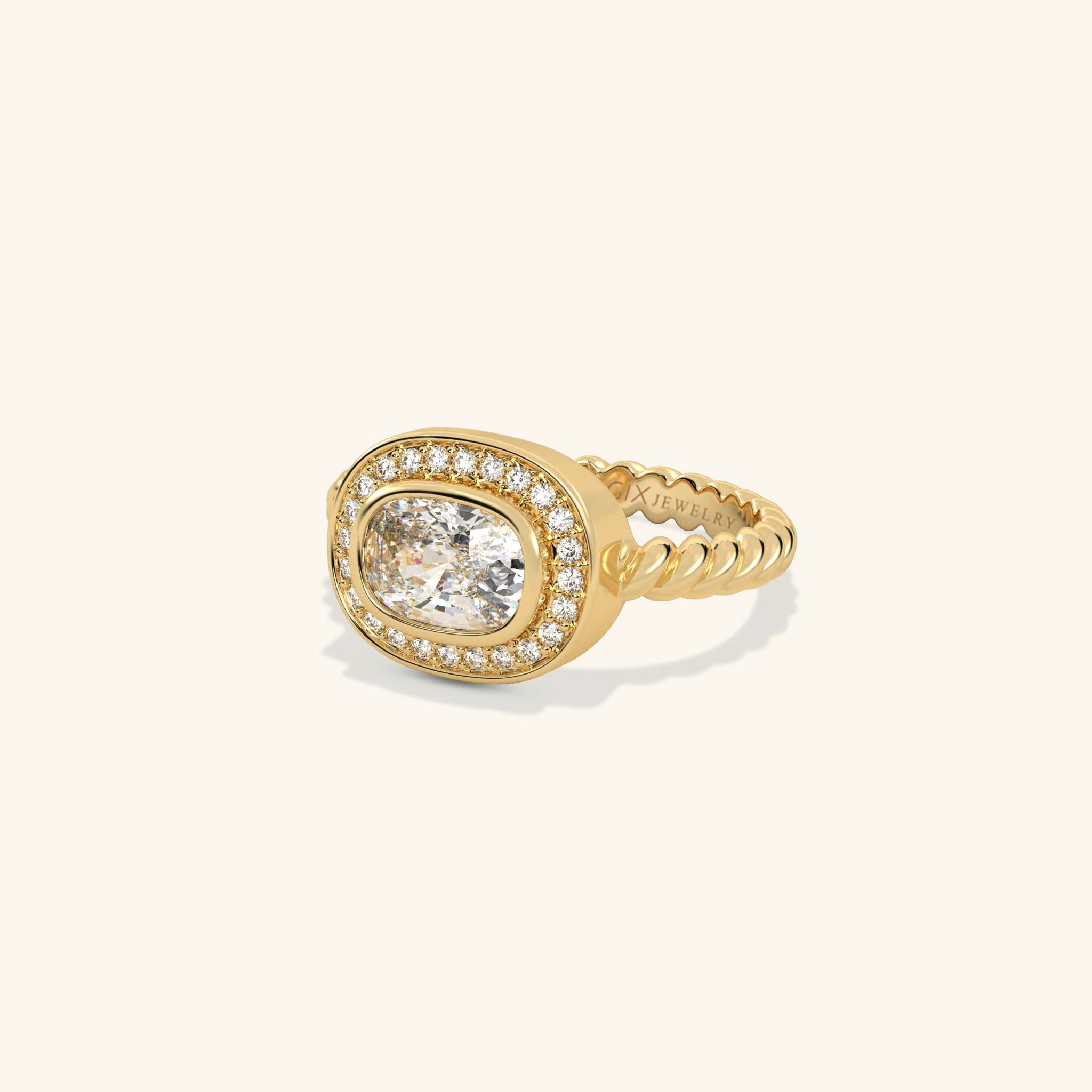  Nhẫn nữ viền đá oval đai xoắn - GNN25050193 | Gix Jewel 