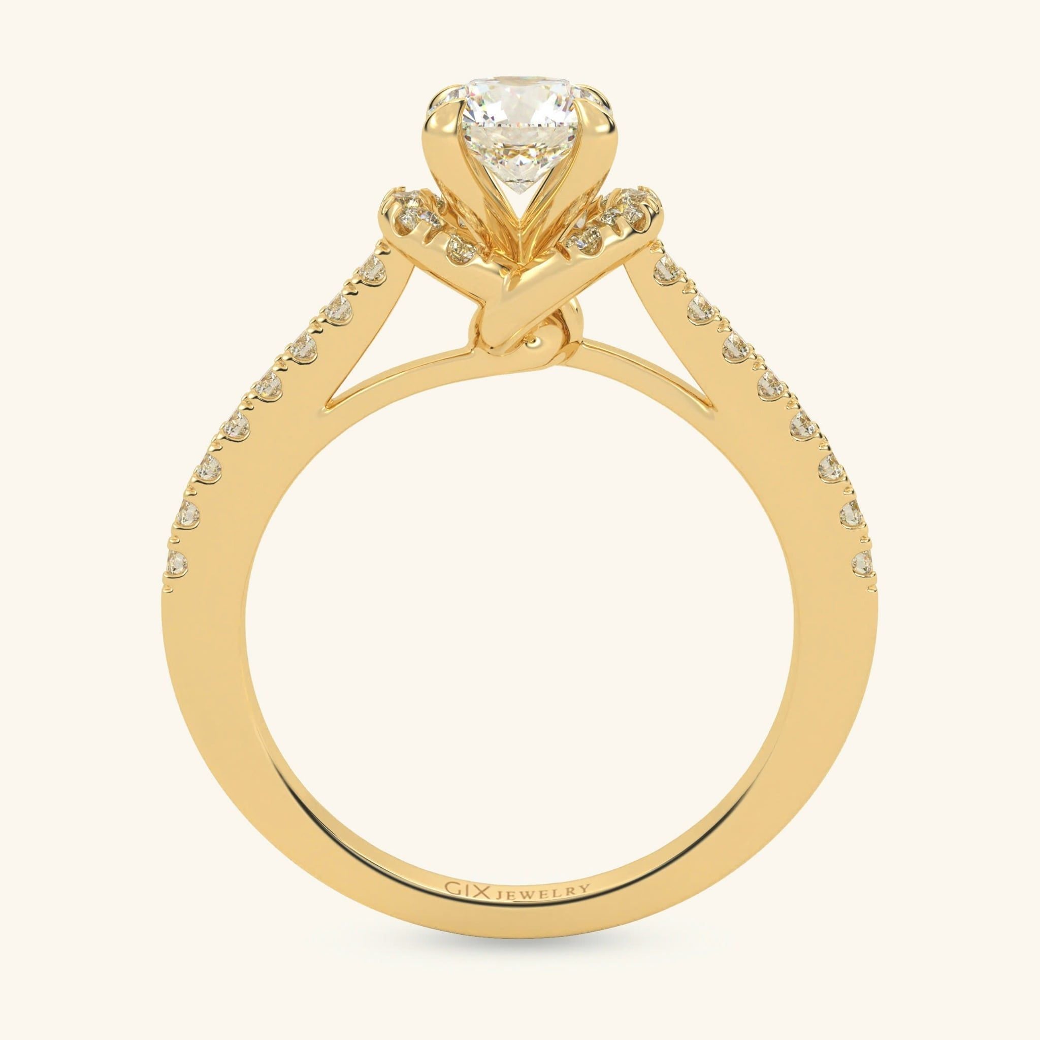  Nhẫn cầu hôn vàng 10k Rose Halo | Gix Jewelry 