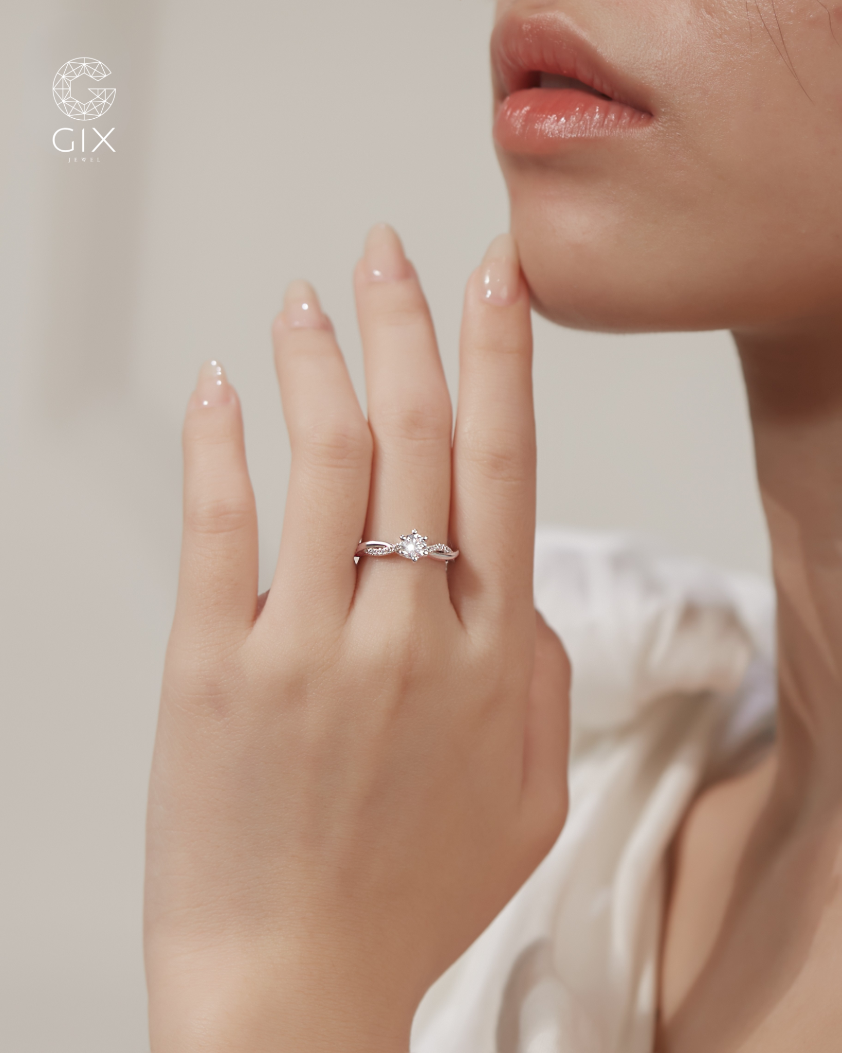  Nhẫn cầu hôn vàng tây 18k đính kim cương - Twisted Vow | Gix Jewel 