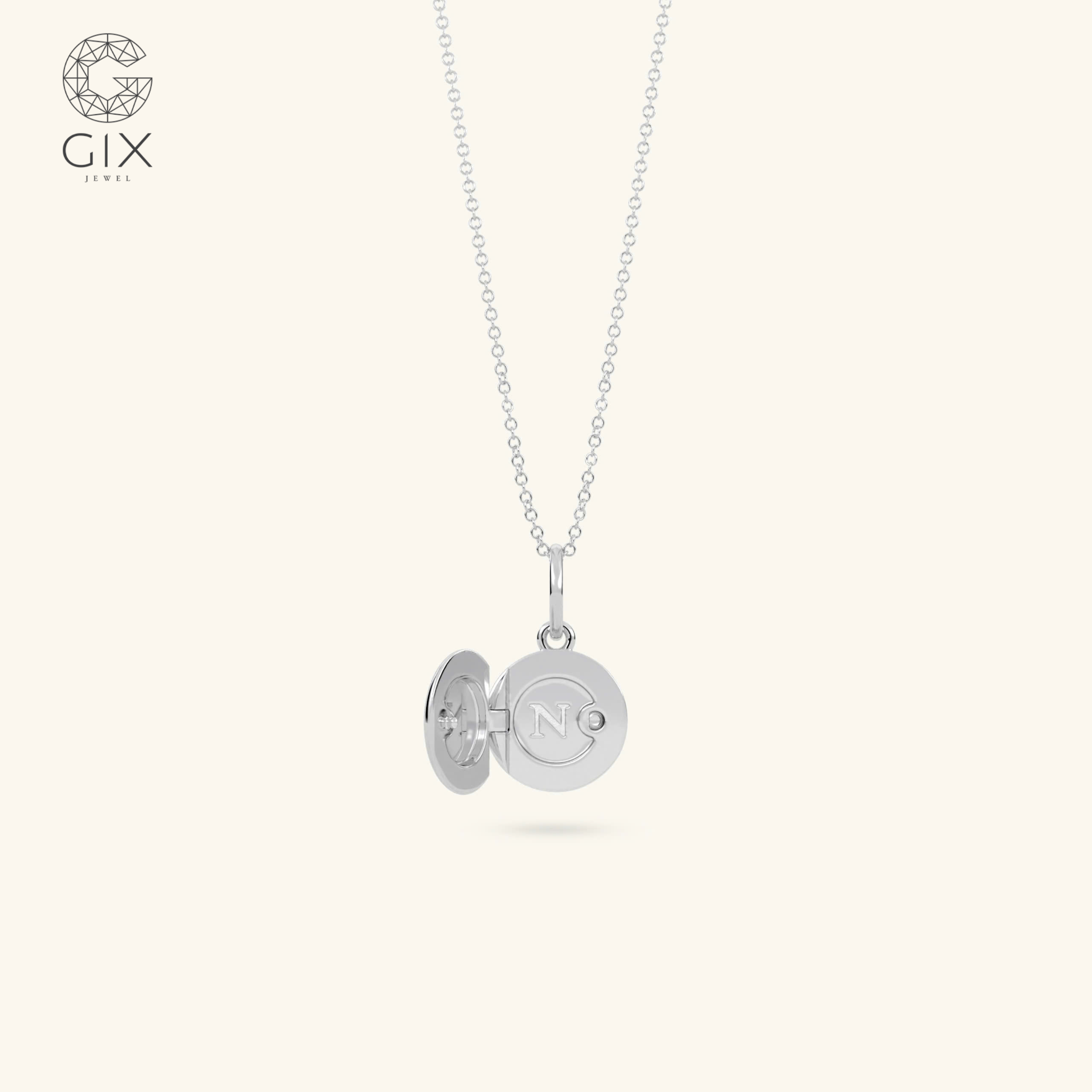  Dây chuyền locket lồng ảnh mặt tròn đính đá | Gix Jewel 