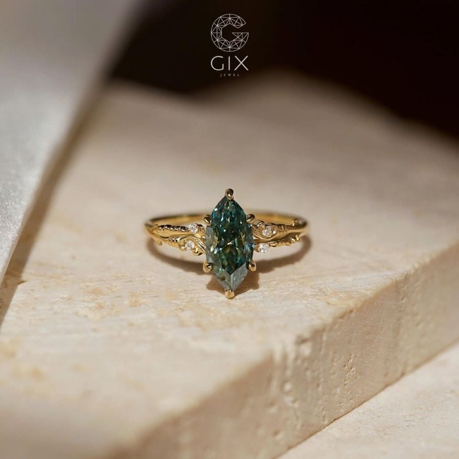 Nhẫn nữ vàng đính đá marquise xanh - GNN25050181 | Gix Jewel
