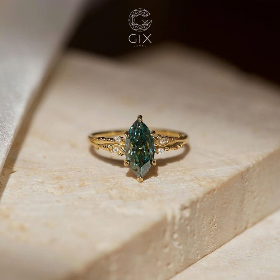  Nhẫn nữ vàng đính đá marquise xanh - GNN25050181 | Gix Jewel 