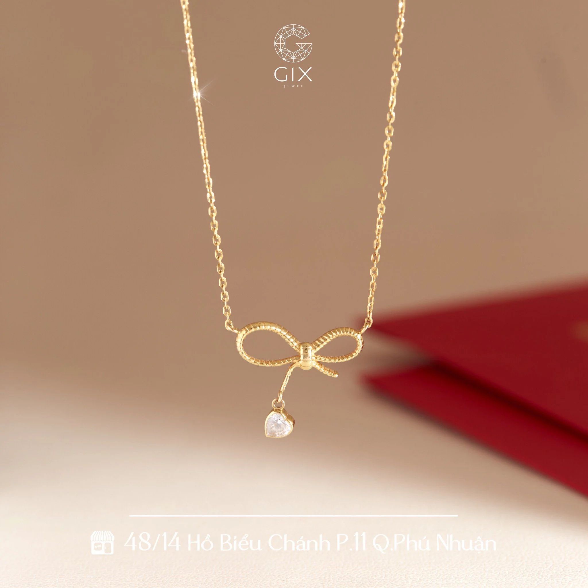  [CÓ SẴN] Dây chuyền nơ vàng vàng 14k | Gix Jewel 