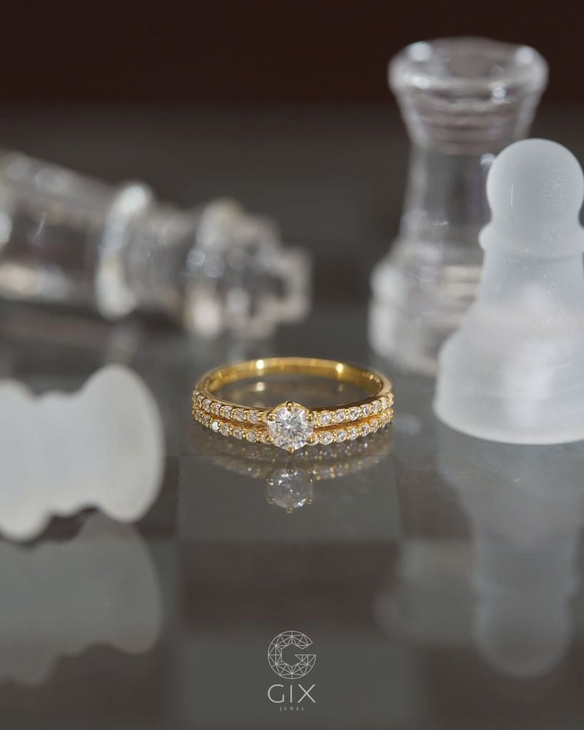  Nhẫn ghép set vàng 18k & bạc đẹp cho nữ đính đá cao cấp | Gix Jewel 