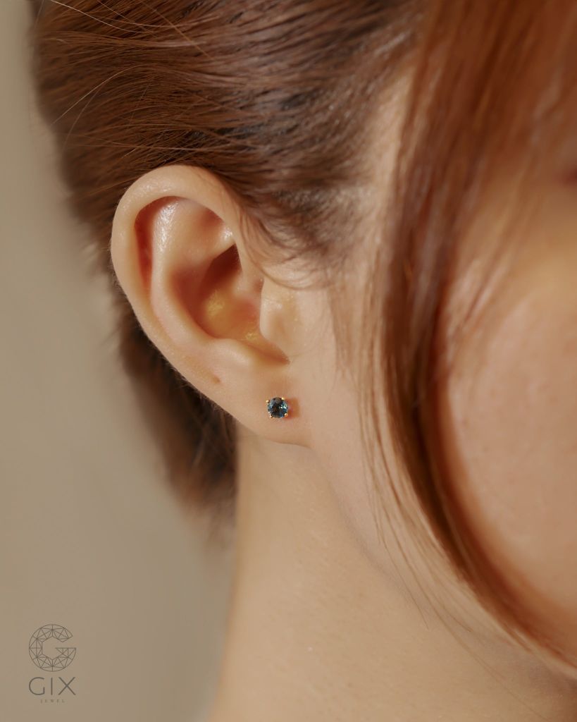  Bông tai dáng nụ đính đá màu birthstone bạc 925 & vàng 10k, 14k, 18k | Gix Jewel 