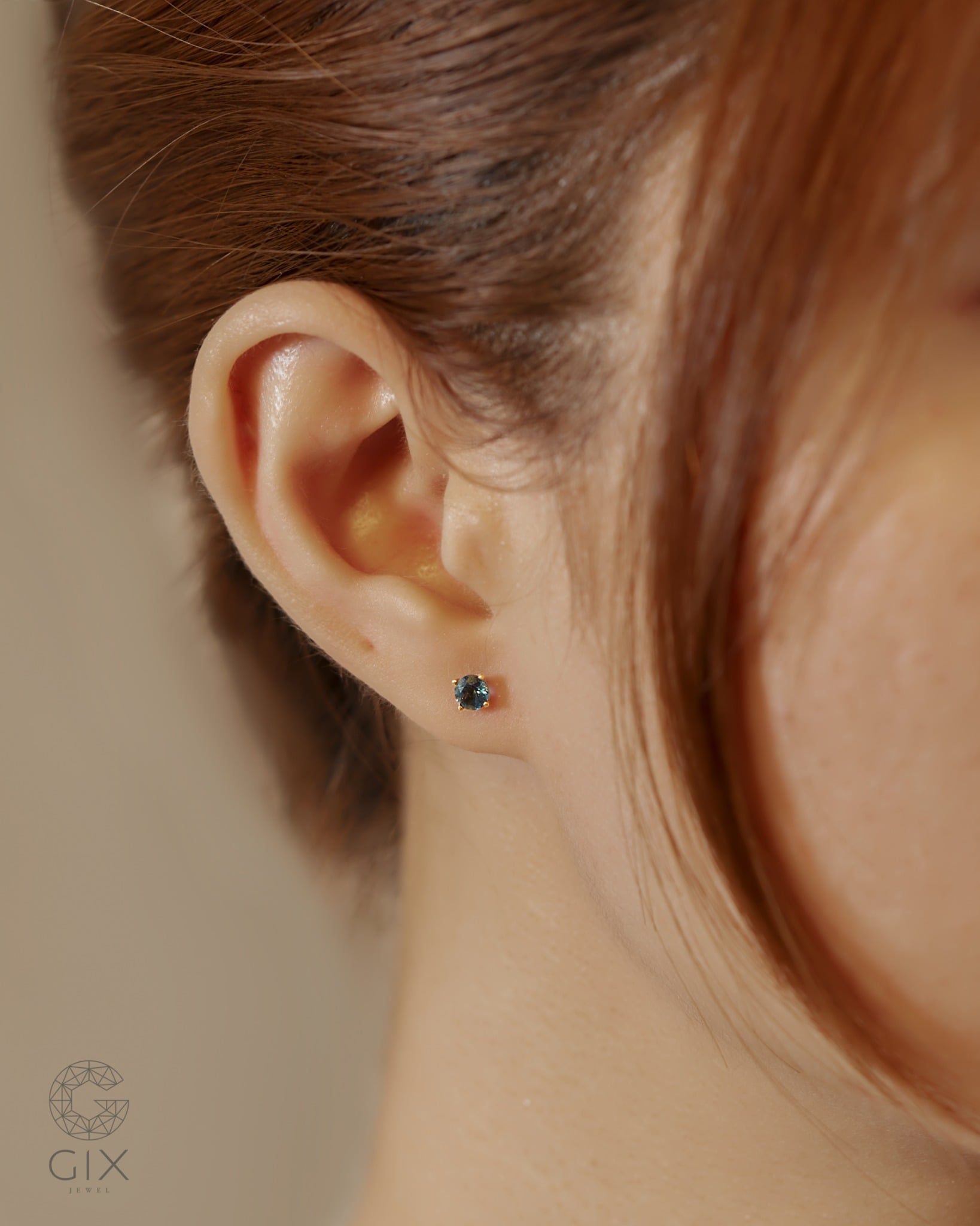  Bông tai dáng nụ đính đá màu birthstone bạc 925 & vàng 10k, 14k, 18k | Gix Jewel 
