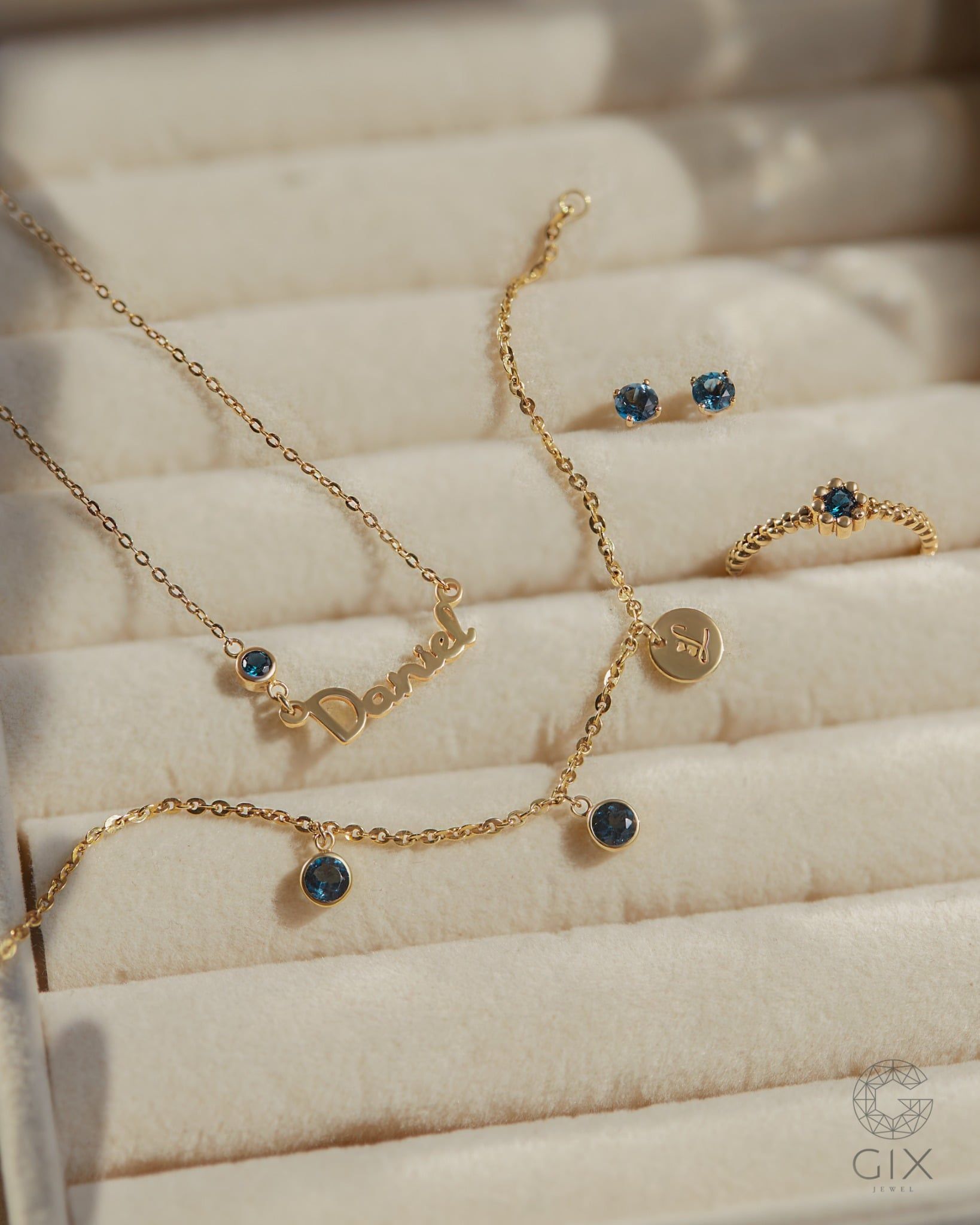  Bông tai dáng nụ đính đá màu birthstone bạc 925 & vàng 10k, 14k, 18k | Gix Jewel 