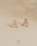  [CÓ SẴN] Bông tai moissanite chữ A vàng vàng 14k - GBT25050128 