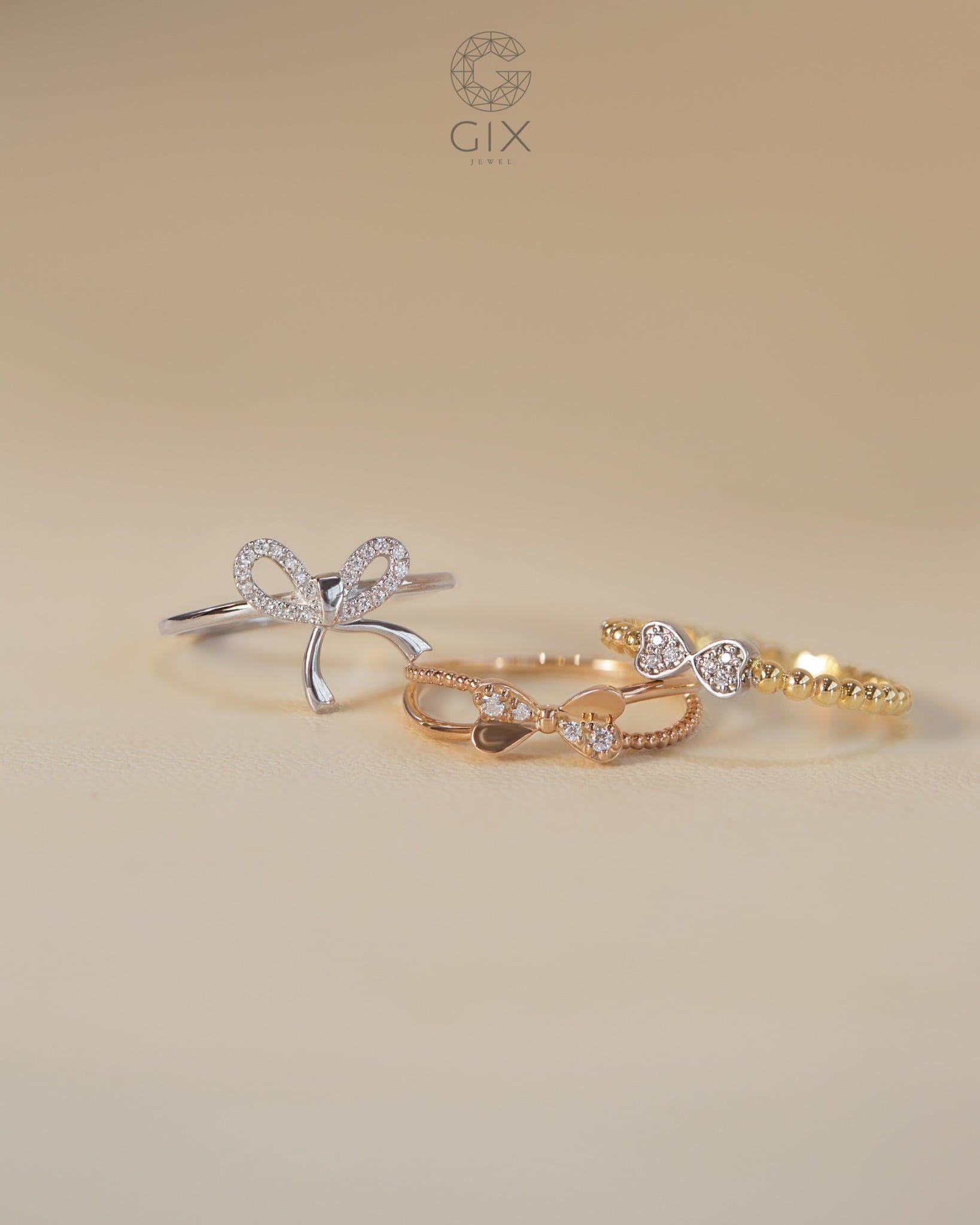  Nhẫn nơ cho nữ bạc & vàng 14k đẹp đính đá | Gix Jewel 