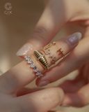  Nhẫn vàng nữ đơn giản hình chữ cái đai hở đính đá | Gix Jewel 