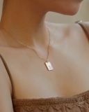  Dây chuyền đôi vàng 18k khắc tên theo yêu cầu sợi chữ cong hình chữ nhật Gix 