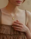  Dây chuyền đôi vàng 18k khắc tên theo yêu cầu sợi chữ cong hình chữ nhật Gix 