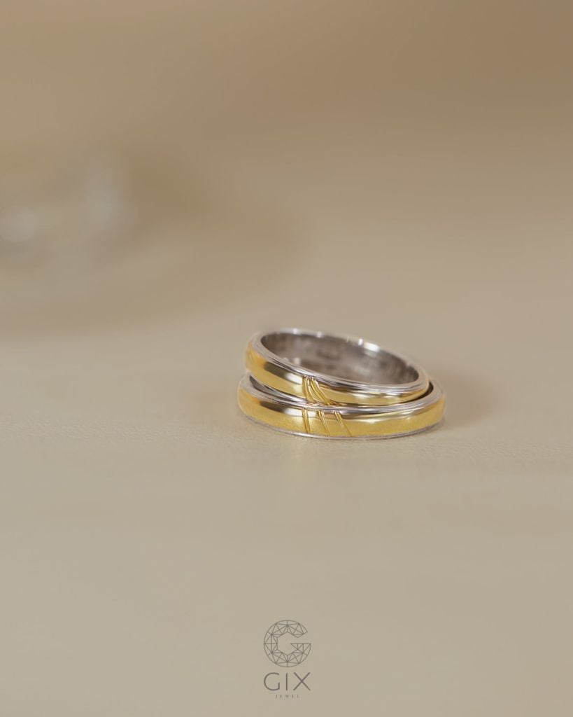  Nhẫn cưới vàng 14k thiết kế hai màu - GCR25050185 | Gix Jewel 